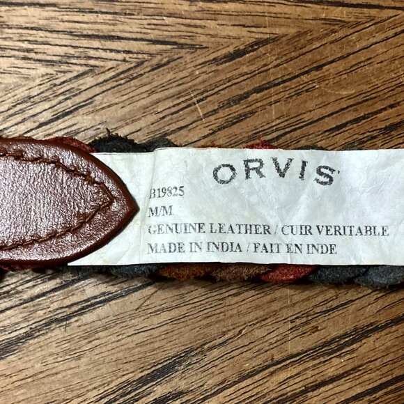 Orvis Multi Colour Braided Leather Belt, Antique Brass Buckle - Size M - Picture 4 of 9